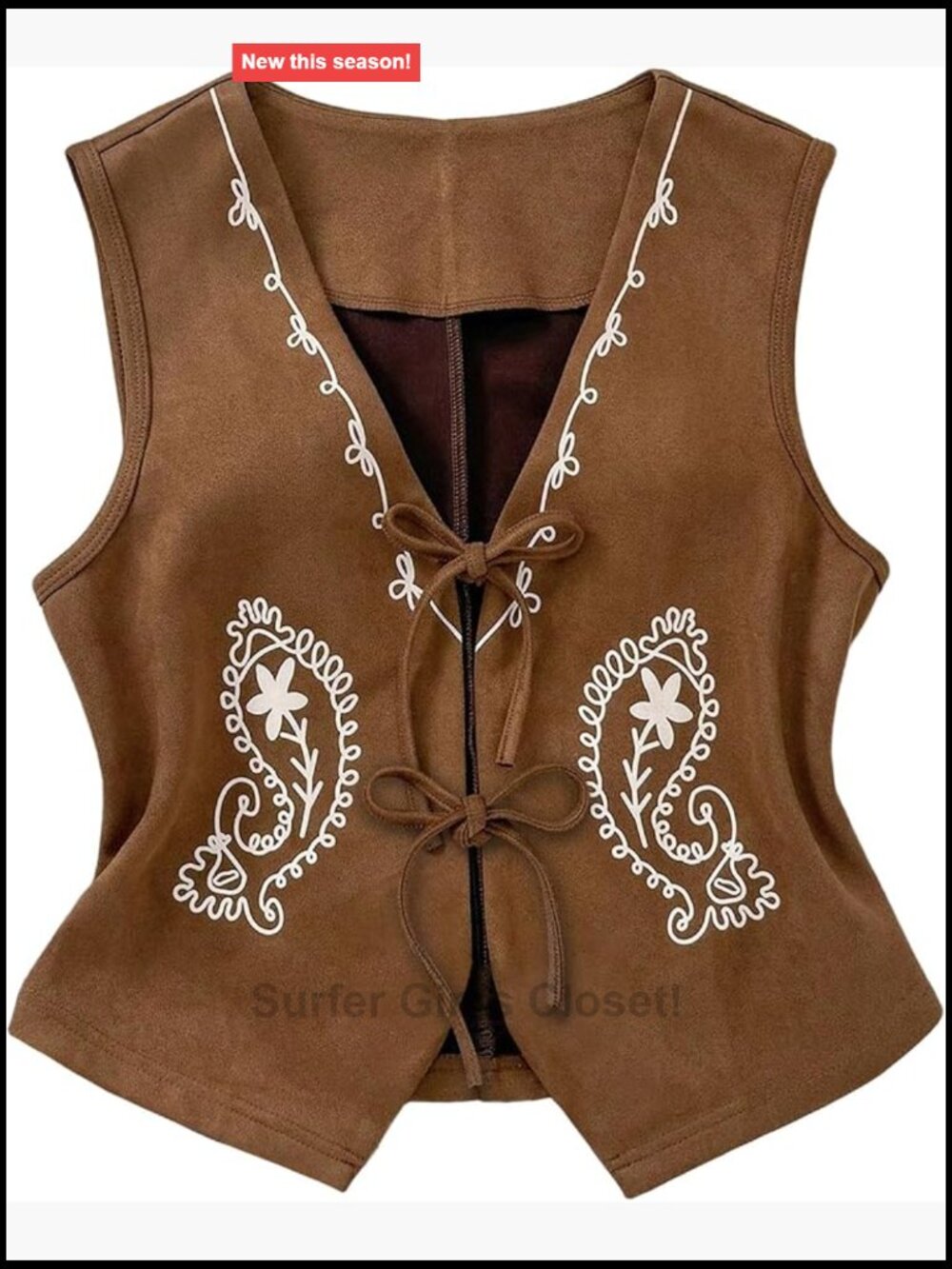 Women's Sleeveless Deep V Neck Floral Tie Up Vest Top Boho Summer Tank